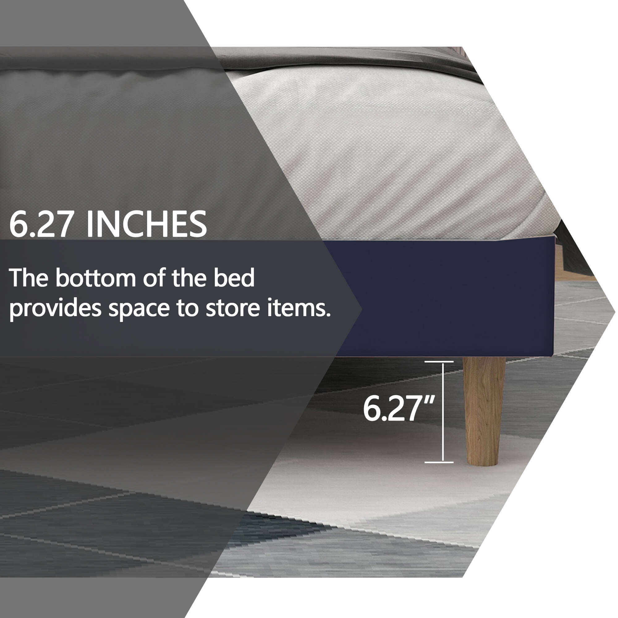 alazyhome Queen Size Upholstered Platform Bed Frame, Easy Assemble, Blue Velvet