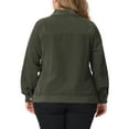 thumbnail image 3 of Agnes Orinda Women's Plus Point Collar Button Down Short Bomber Corduroy Jacket, 3 of 5