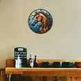 thumbnail image 5 of Horse Stained Glass Vintage Round Metal Tin Sign Nostalgic Metal Sign Home Decor for Bar Garden Kitchen Restaurant Garage 8x8 Inch, 5 of 8