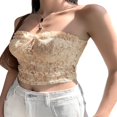 thumbnail image 3 of Women Lace Mesh See-Through Tube Top Off Shoulder Backless Tops, 3 of 6