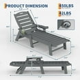 thumbnail image 3 of 5-Position Patio Lounge Chair for Outside, HDPE Outdoor Chaise Lounge with Cup Holder, Resin Pool Lounger Chair, Gray, 3 of 7