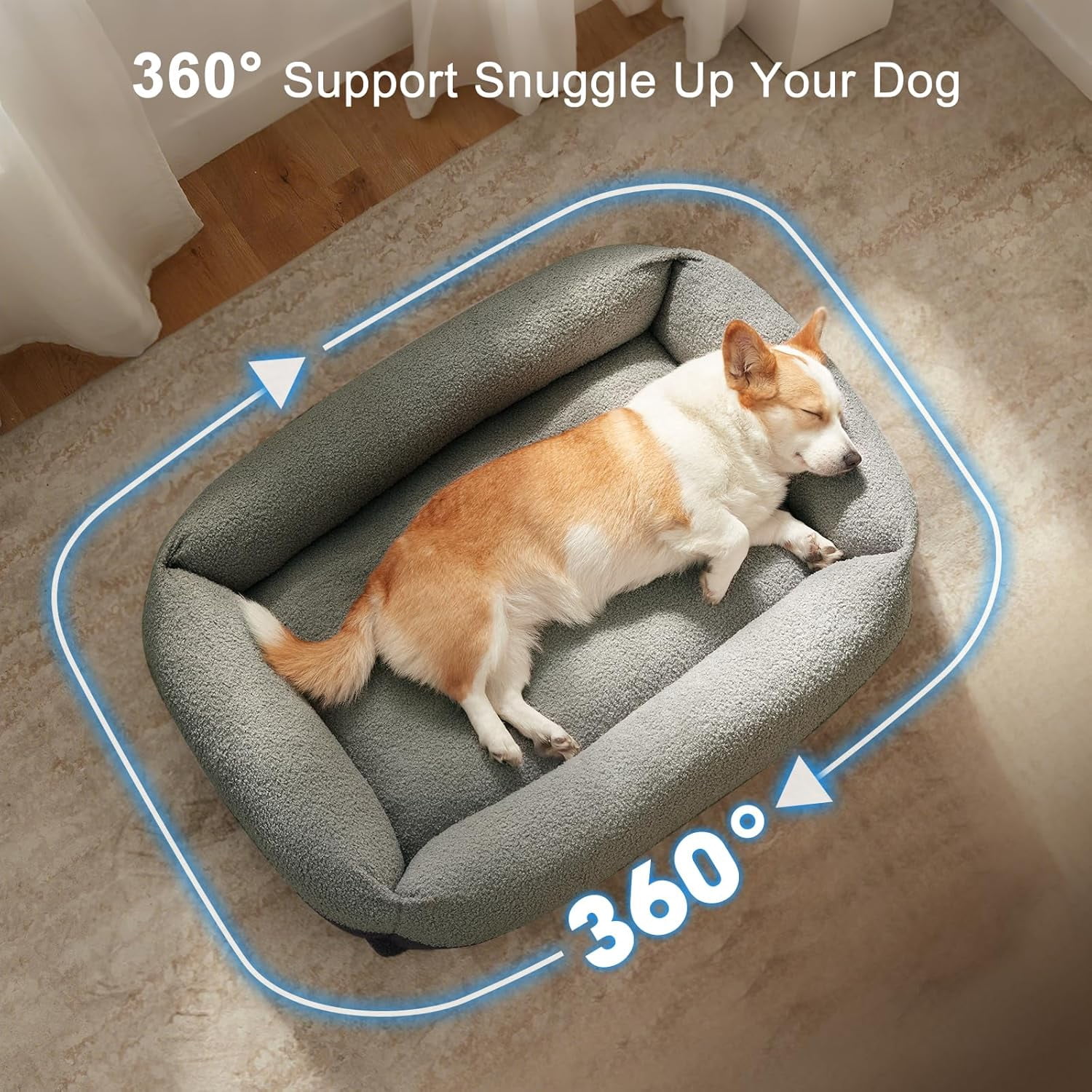 Large Orthopedic Pet Bed, Washable Kennel Mat with Removable Cover, Non-Slip Base Cushion for Medium and Large Dogs