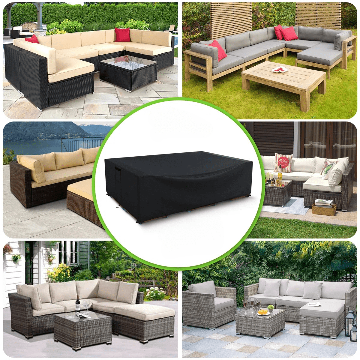 Limerenc Patio Furniture Cover Waterproof, Heavy Duty Outdoor Sectional Sofa Set Cover Table and Chair Set Cover, 108"L x 82"W x 28"H