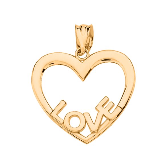 Solid Gold Love Heart Charm (10K Yellow Gold, Pendant)