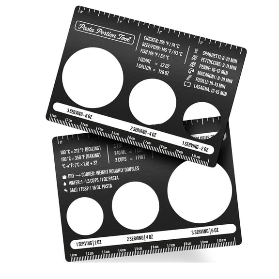 Pasta Measurer Tool, Stainless Steel Kitchen Gadget for Portion Control, Spaghetti Measurer with Ruler, Calorie Guide, Kitchen Conversion Chart, Quick Spaghetti portion Tool for Kitchen Cooking