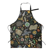 TEQUAN Adjustable Waterproof Apron with Pockets, Alchemy Magic Witch Witchcraft Printed Cooking Kitchen Aprons