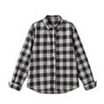 thumbnail image 5 of Girls Plaid Button Down Shirt Kids Fall Trendy Long Sleeve Crewneck Loose Tops for Daily Wear Black 14-16 Years, 5 of 6