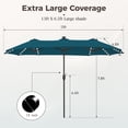 thumbnail image 6 of Alpha Joy 13ft Large Double-Sided Outdoor Patio Umbrella with Colorful Solar Lights, Cerulean, 6 of 7