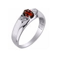 thumbnail image 4 of Rylos  Sterling Silver Classic 6X4MM Oval Garnet & Diamond Ring - Birthstone Jewelry for Men -Size 11, 4 of 7