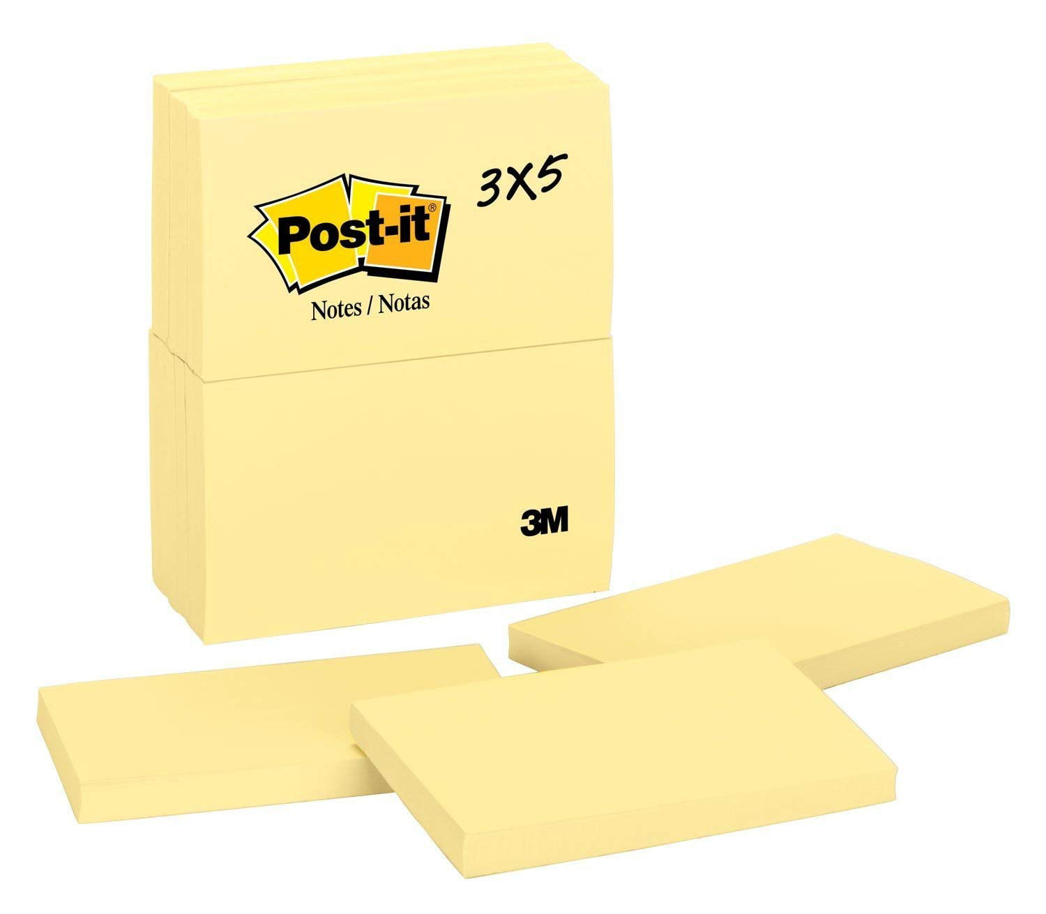 2 7/8in x 4 7/8in 12-Pads/Pack Canary Yellow Post-it Notes