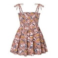 thumbnail image 1 of Robe Fille Tout-Petit Bretelles Spaghetti Robe d'Été Ligne A Robe Florale Smockée Robe de Bal pour Filles, 1 of 9