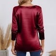 thumbnail image 4 of Garbnen Women Satin Top Cowl Neck Long Sleeve Shirt Women Spring Summer Business Round Neck Women Blouses, 4 of 4