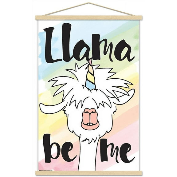 Inspiring Llama - Llama be me Wall Poster with Magnetic Frame, 22.375" x 34"