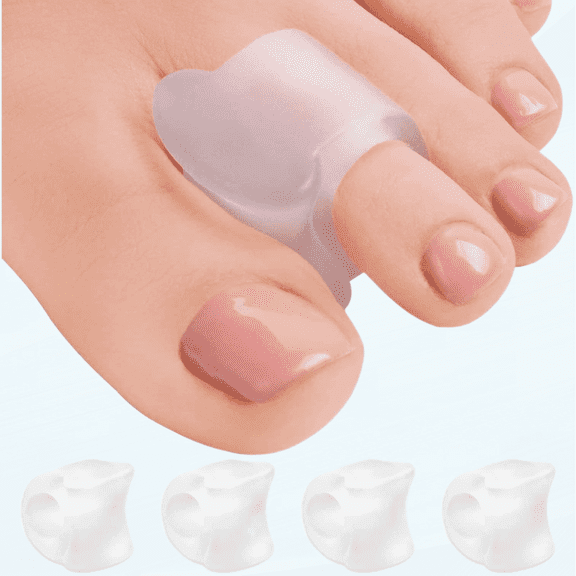 Toe Spacers for Men and Women – 4 Gel Toe Separators, Hammer Toe Straightener, Correct Toes, by 5 Stars United