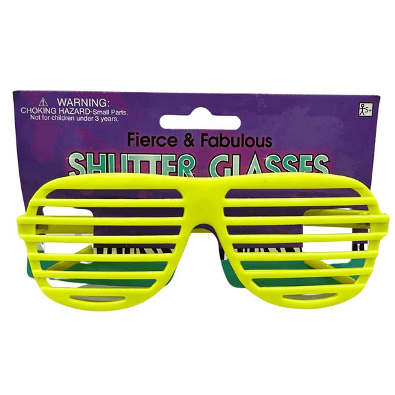 Shutter Sunglasses, Fun Slatted Party Glasses, Bold, Vibrant Frames, Perfect for Costume Parties, Photo Booths, Party Favors, Lightweight, Comfortable, Eye Catching Accessory, Yellow
