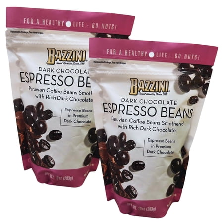 Bazzini Dark Chocolate Espresso Beans Candy 10 Oz 2 Pack, Gourmet Coffee Candy Snack Caffeine Treat
