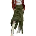 thumbnail image 1 of Seyurigaoka Women Juniors Solid Color Ruched Skirt, Buttons Closure Tie-Up Bandages Cutout Holes Long Strap Street Style Irregular Skirt for Teen Girls, 1 of 8