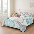 thumbnail image 2 of Twin Quilt Set 68''x86'', Red Teal Starfish Coastal Lightweight Summer Bedspread Coverlet Set with 2 Pillow Shams, Summer Beach Nautical Coral Sea Breathable All Season Quilt Bedding for Dorm/Bedroom, 2 of 9