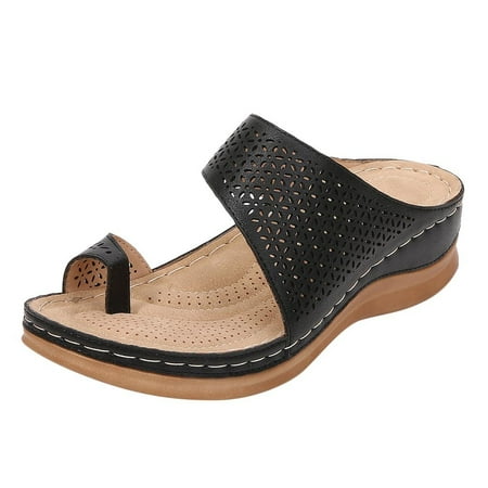 

Women Wedges Beach Open Toe Roman Flip Flop Beaded Bohemian slippers Casual Shoe