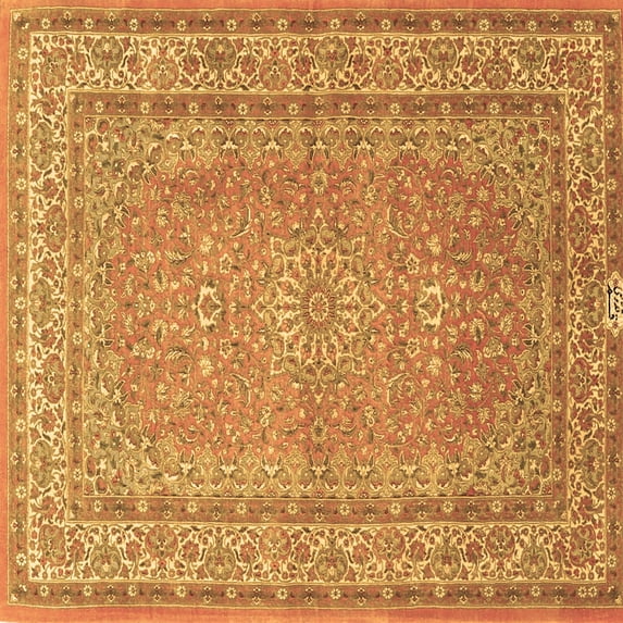 Ahgly Company Indoor Square Medallion Brown Traditional Area Rugs, 6' Square