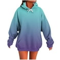 thumbnail image 2 of VOONCAS Women's Stretchy Ombre Hoodie - Green, Size M - Oversized Fit, Soft Polyester, Kangaroo Pocket, Casual Trendy Loungewear, 2 of 5