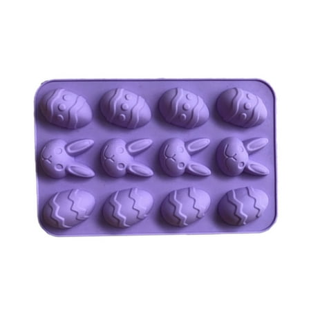 

12-Cavity Easter Egg Bunny Baking Mold Candy Cake Chocolate Holiday Silicone Mold Ice Cube Color Random