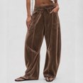 thumbnail image 2 of Cmfcve Women's Wide Leg Barrel Sweatpants Casual Daily Elastic Waist Velvet Long Pants with Pockets, 2 of 6