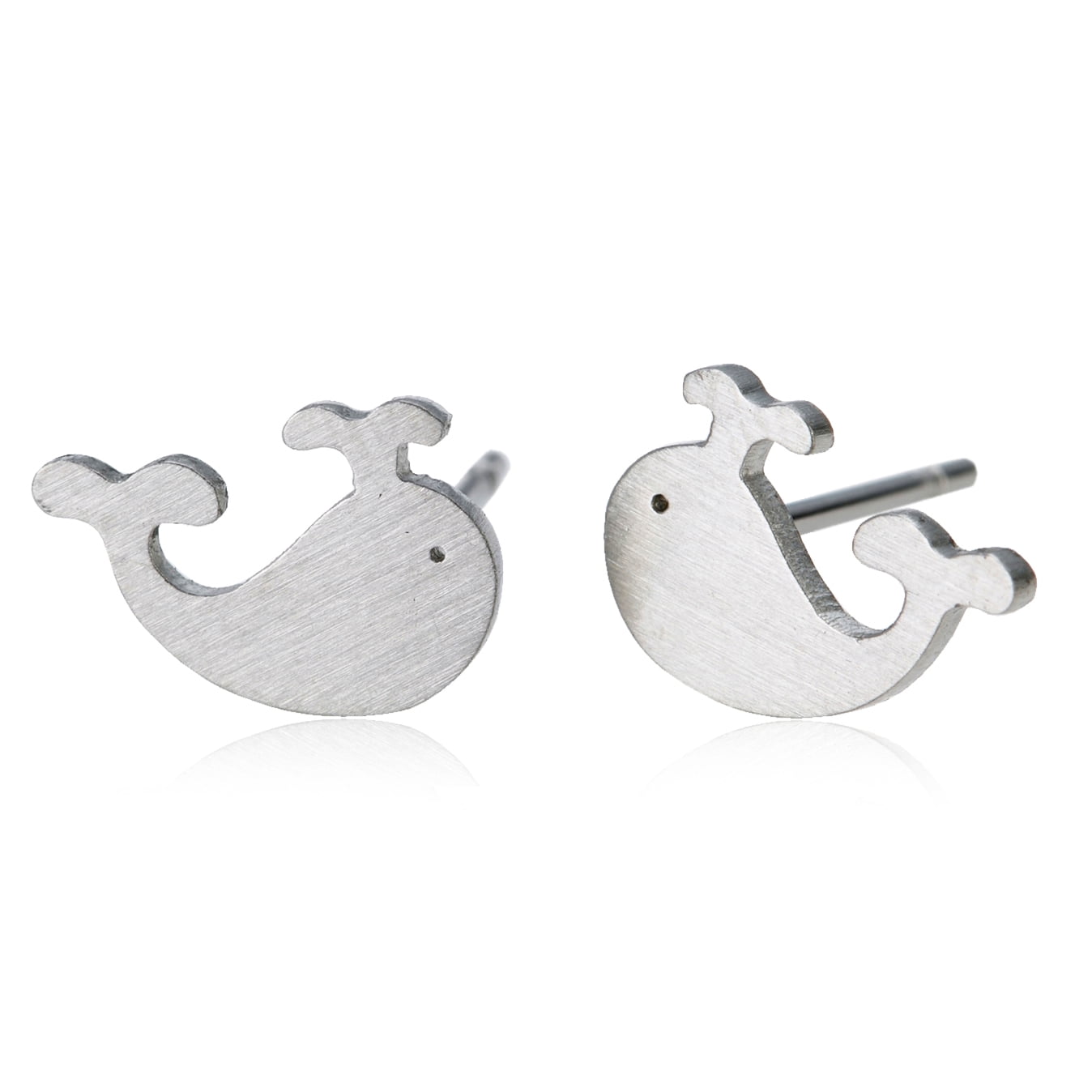 925 Sterling Silver Whale Fish Dainty Stud Earrings Gift Box Free Shipping 