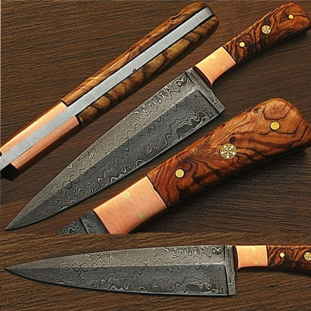 Custom Handmade Damascus Steel Chef Knife Olive Wood Handle