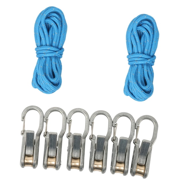 amagogo 2 Pieces Rope Tensioner Paracord Adjuster Tie Down Kit Multifunctional Tool with 2 Ropes 6 Hooks
