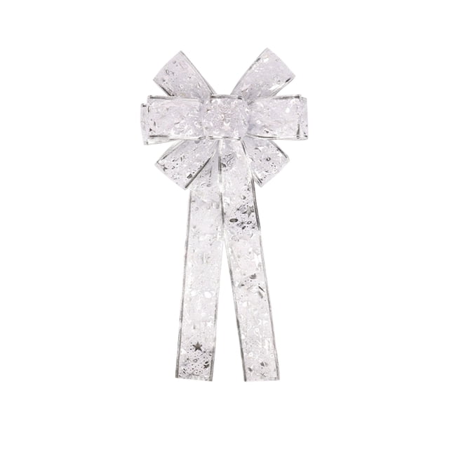 B Transparent Ribbon Bow For Christmas Tree Decorations Glowing Hanging Accessories Style B Polyester Fabric Large Size For Holiday Decor