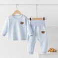 thumbnail image 2 of UAYOTSE Baby Boys Girls Bear Patch Pajama Set 3 6 12 18 24 Months 2T 3T 4T fit Pjs Soft Breathable Long Sleeve Top Pants Size 12-18 Months, 2 of 6
