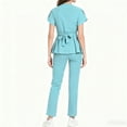 thumbnail image 4 of WULMLEO 2 Piece Scrubs Outfits for Women V Neck Soft Comfortable Scrub Sets Medical Short Sleeve Casual Nursing Workwear Tops and Pants Petite Trendy Stretch Nurse Uniform Light Blue S, 4 of 5