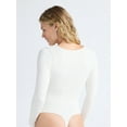 thumbnail image 3 of Joyspun Women's Seamless Scoop Neck Thong Bodysuit with Long Sleeves, Sizes XS-3XL, 3 of 5