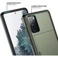 thumbnail image 4 of Samsung S20 FE Case with Card Holder Dual Layer Heavy Duty Protective Galaxy S20 FE Case Hidden Card Slot Slim Wallet Case for Samsung S20 FE 5G 6.5''(Green), 4 of 13
