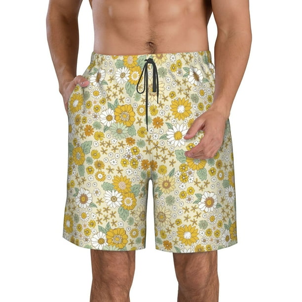 Fotbe Cute Sunflower Trajes de Baño Estampados para Hombre, Shorts de Verano de Secado Rápido, Ropa de Playa, Bañadores-Medium