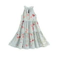 thumbnail image 6 of Abcomgle Cute Sundresses Dresses for Girls 10-12 Casual Halter Neck Sleeveless Midi Dress Floral Print Sundresses A-line Swing Skirt 13-14 Years,Mint Green, 6 of 7