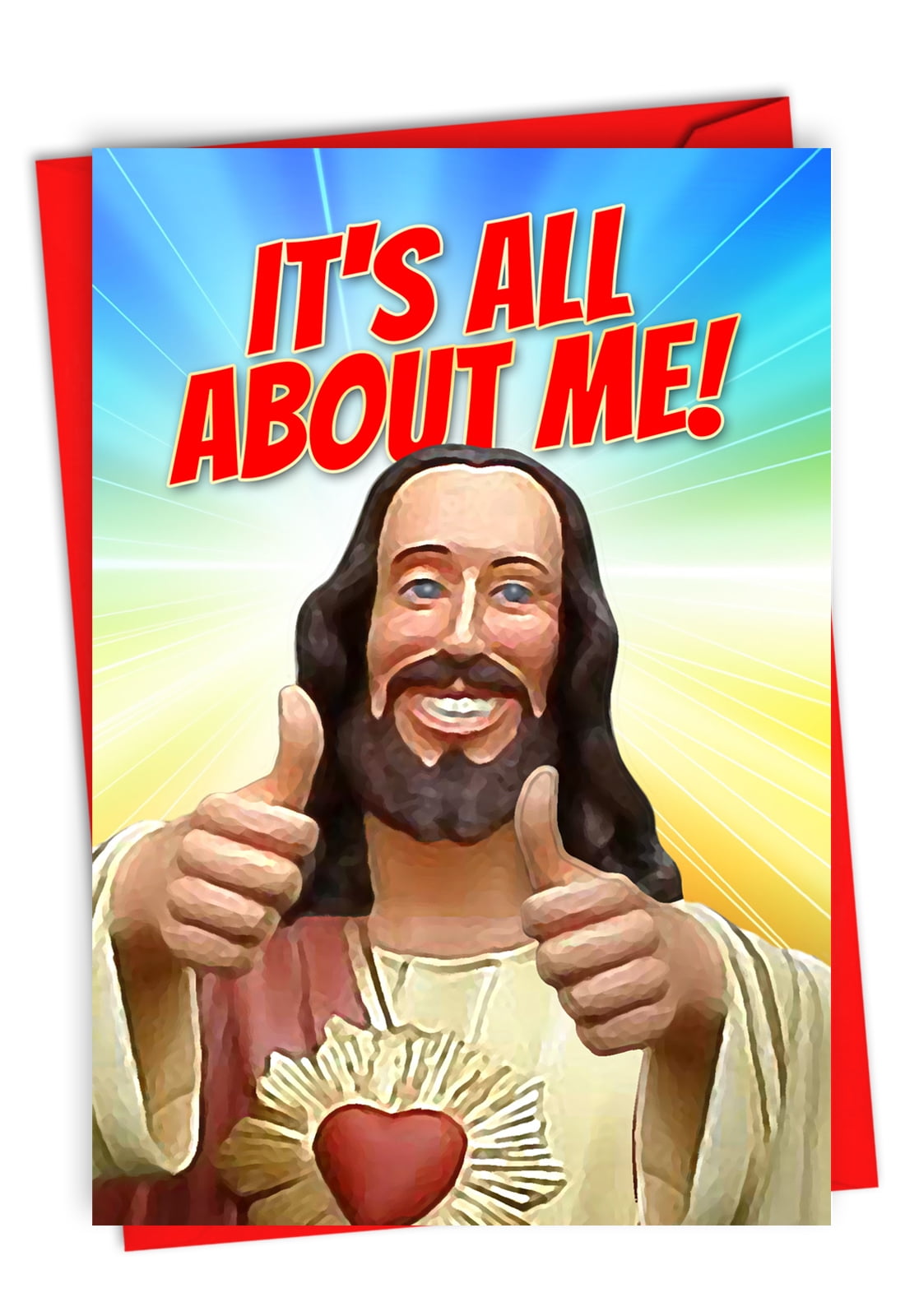 Funny Jesus Card for Christmas - Religious Humor, Greeting Notecard with Envelope C3385XSG