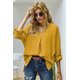 thumbnail image 3 of ABPHQTO Camisa amarilla con cuello en V y manga 3/4 con dobladillo alto y bajo para mujer, 3 of 5