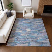 Addison Rugs Chantille Indoor/Outdoor Transitional Stripes Denim Machine Washable Rectangle Rug, 3' x 5'