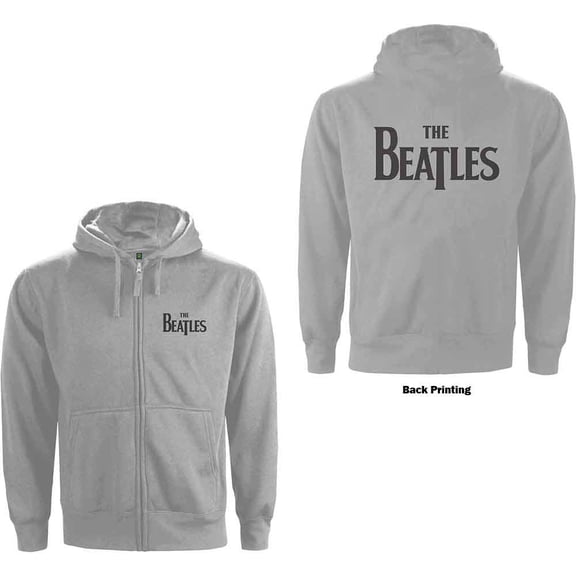 The Beatles Unisex Zipped Hoodie Sweatshirt Drop T Logo (Back Print) (Small)