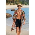 thumbnail image 2 of COOFANDY Men's Lightweight Kimono Robe Jacket Printed Japanese Style Bathrobes Casual Open Front Long Cardigan Coat Outwear, 2 of 5
