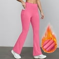 thumbnail image 2 of larppty Women's Fleece Lined Flare Leggings - Thermal High Waisted Bootcut Yoga Pants with Pocket for Winter Gym & Daily Wear（Hot Pink，L）, 2 of 2