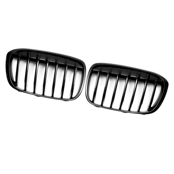 Rejilla del parachoques delantero superior único No.51117383363 para BMW X1 F48 16-22 en negro brillante, ranura de señal, 1 par