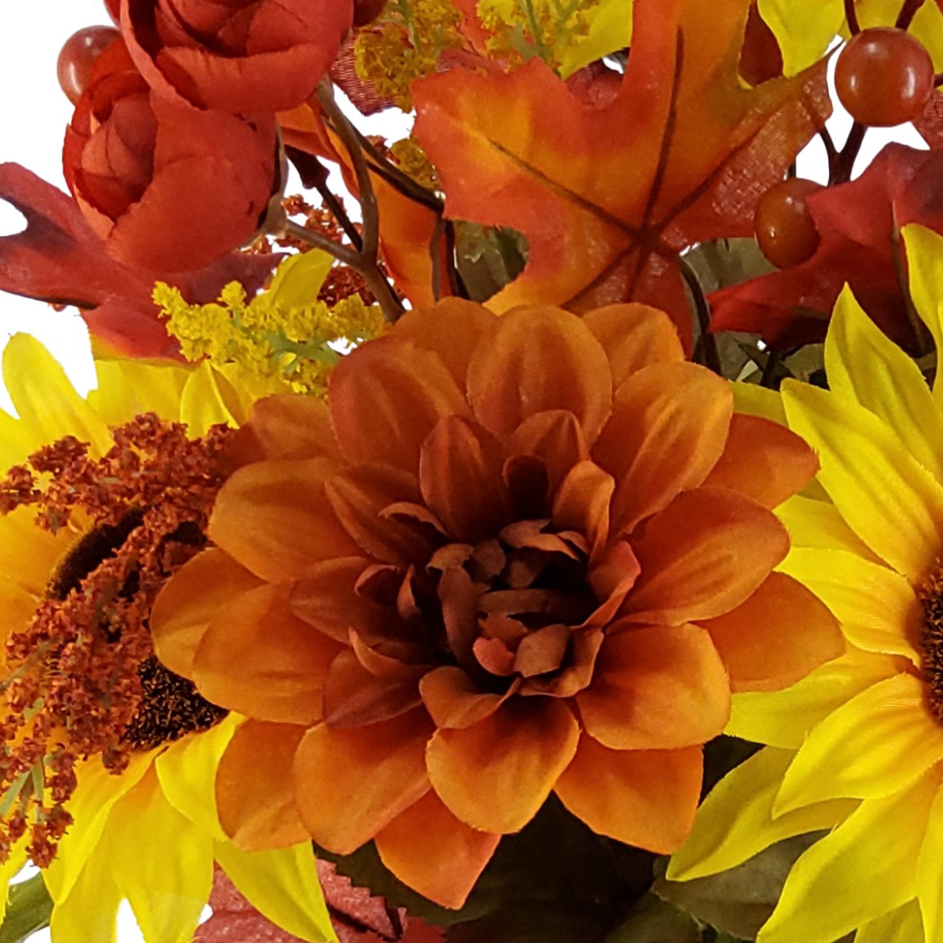Mainstays 20.5''H Indoor Artificial Sunflower and Dahlia Mixed Bouquet, Yellow Color