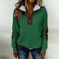 thumbnail image 4 of Women's Half Zip Sweatshirts Lapel Faux Fur Collar Long Sleeve Color Block Casual Loose Stylish Pullover Tops (M, Green), 4 of 8