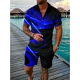 thumbnail image 2 of Fimkaul Mens Summer 2 Piece Outfits Short Sets 3D Suit Shorts Beach Tropical HawaiianSS Body Sports Shorts Suit Sports Suit Short Sleeve Tracksuits Blue L, 2 of 5