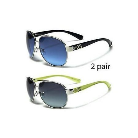 Green Designer Sunglasses - NEW CG Classic Retro Womens Fashion Metal Aviator's Vintage Designer Sunglasses