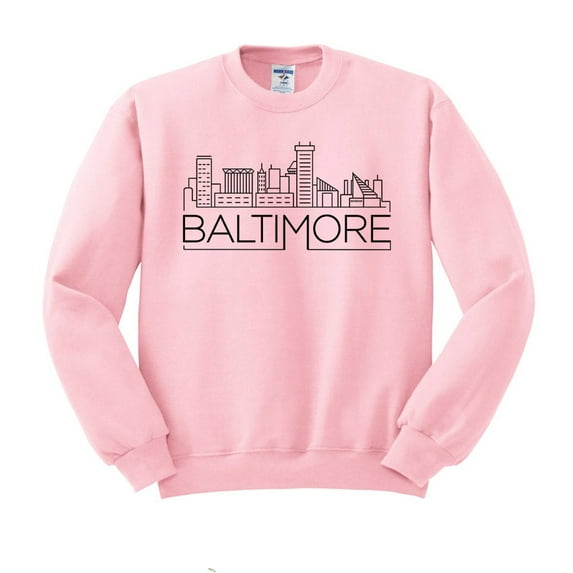 Skyline Baltimore Maryland Sweatshirt Unisex Large Pink