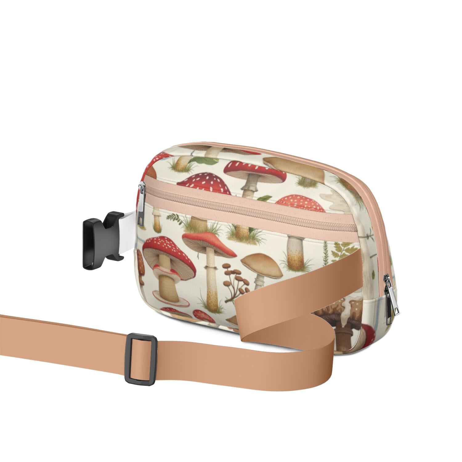 Cross Body Bag for Sports Enthusiasts Commuters Fashionable Waterproof Fanny Pack with Adjustable Strap for Outdoors Workout Traveling Mushroom Sporty Waist Pack